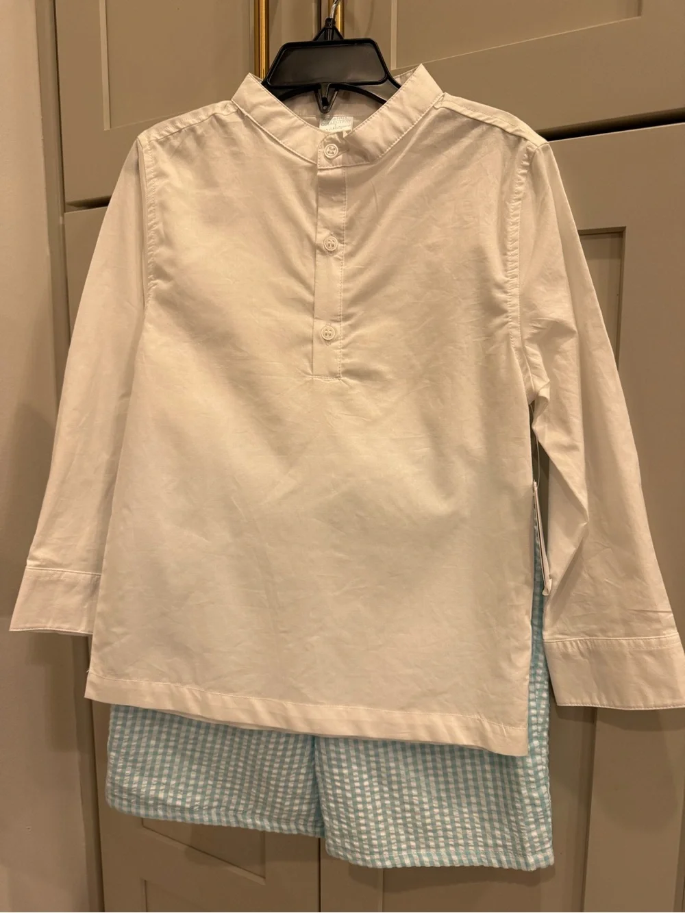 NWT Boys Edgehill White And Teal Blue Seersucker Shirt & Shorts Set Size 7